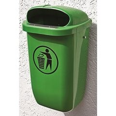 50-l-Papierkorb (PE) nach DIN 30713, inkl. Halterung für Wand- oder Bodenmontage