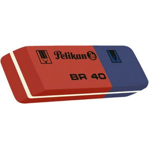 Radierer BR 40, Kautschuk, 58 x 20 x 8 mm, rot/blau