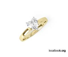 AMBER | Heart shape knife edge Straight edge Solitaire Engagement Ring - 2