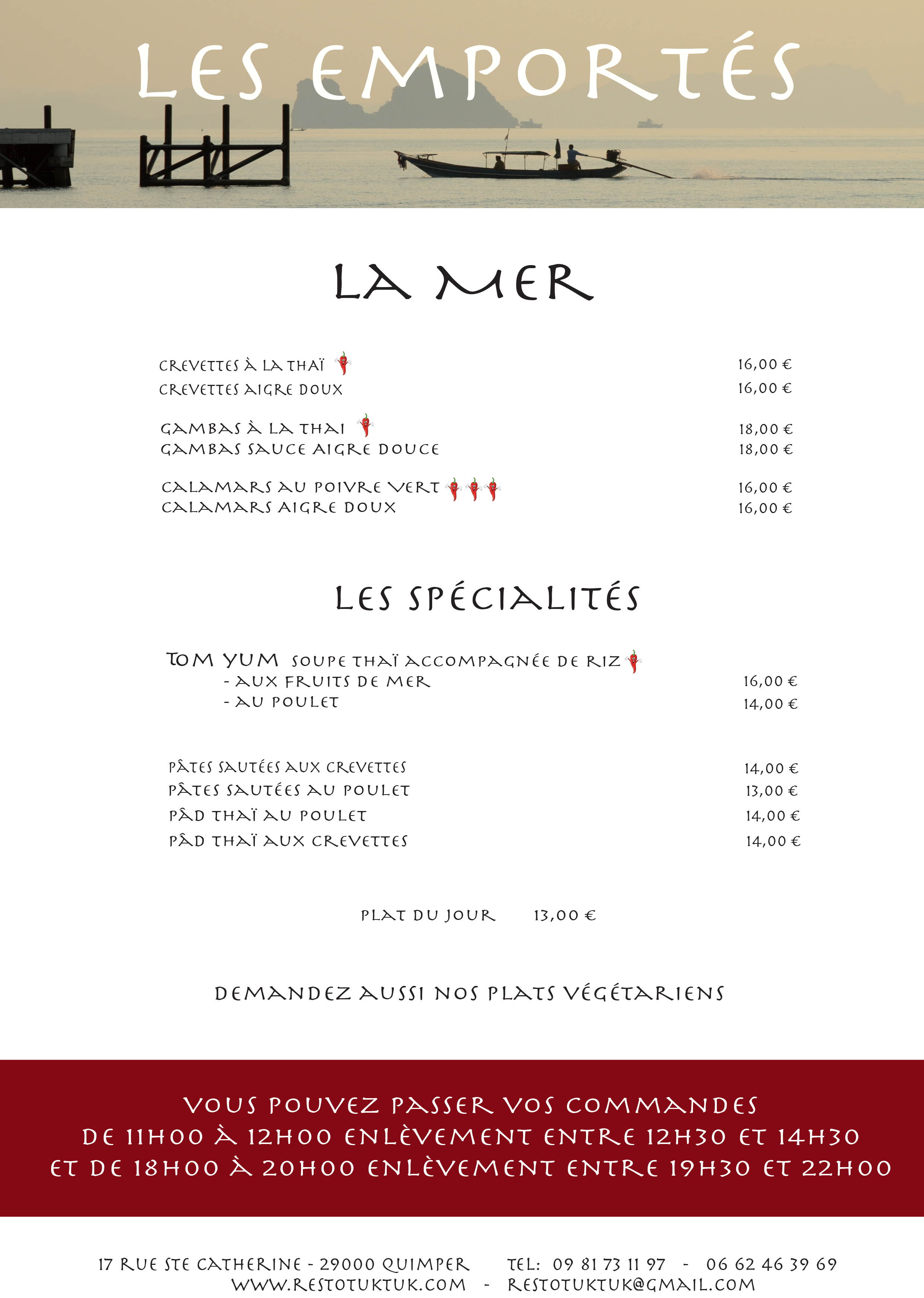 le tuktuk carte à emporter