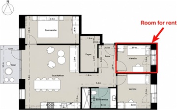 Photo 1. Room, Malervangen, Glostrup 