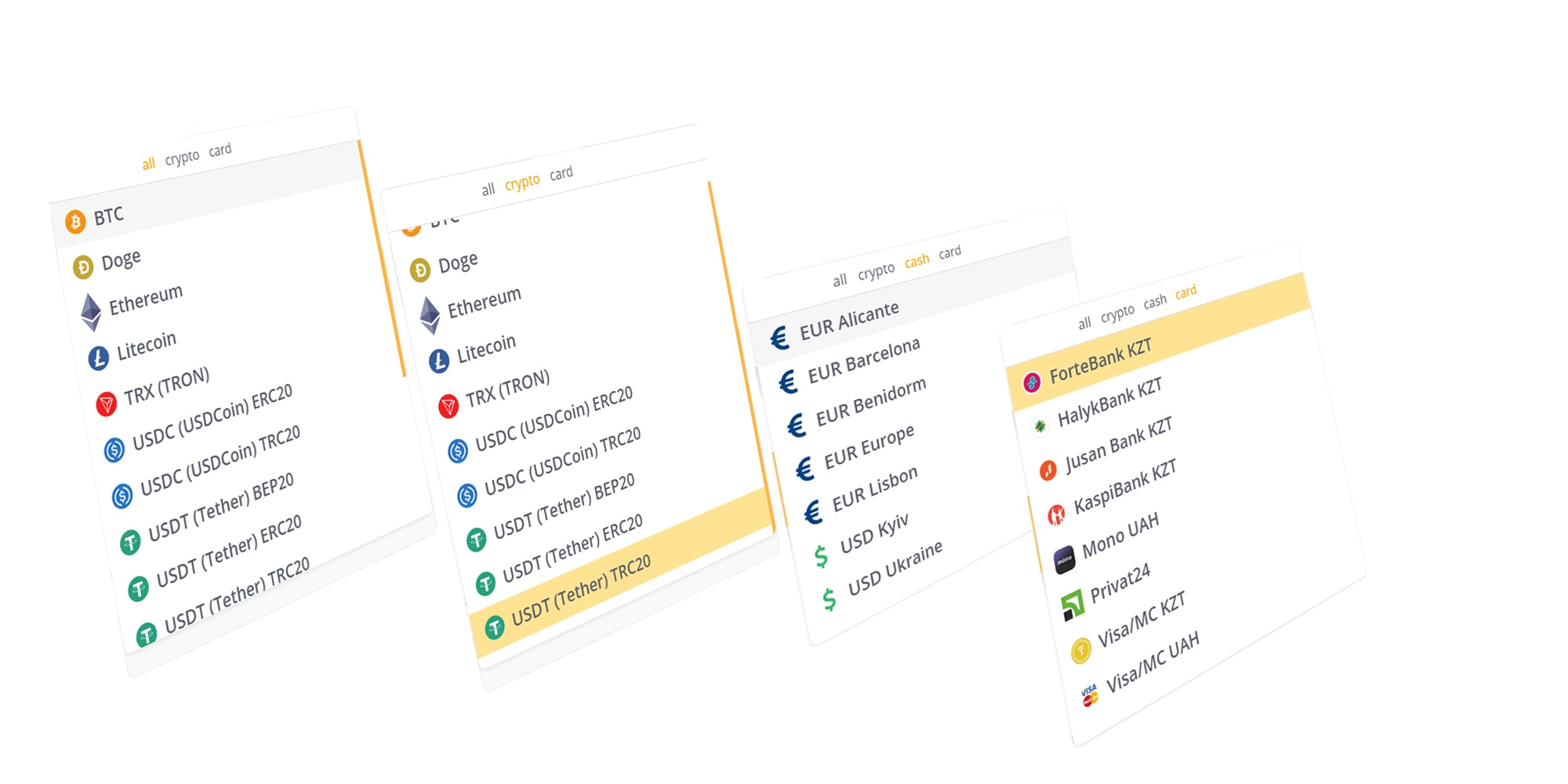 Оновлені списки валют