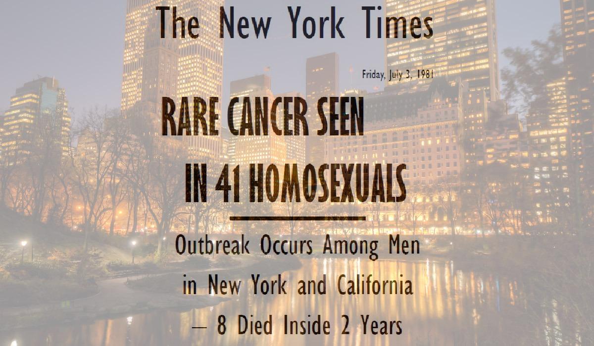 Rare Cancer Seen In 41 Homosexuals on the 3 July, 1981 - picture 1 Rare Cancer Seen In 41 Homosexuals on the 3 July, 1981 - picture 1