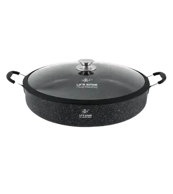 Panela Rasa Antiaderente 28 cm com Tampa de Vidro