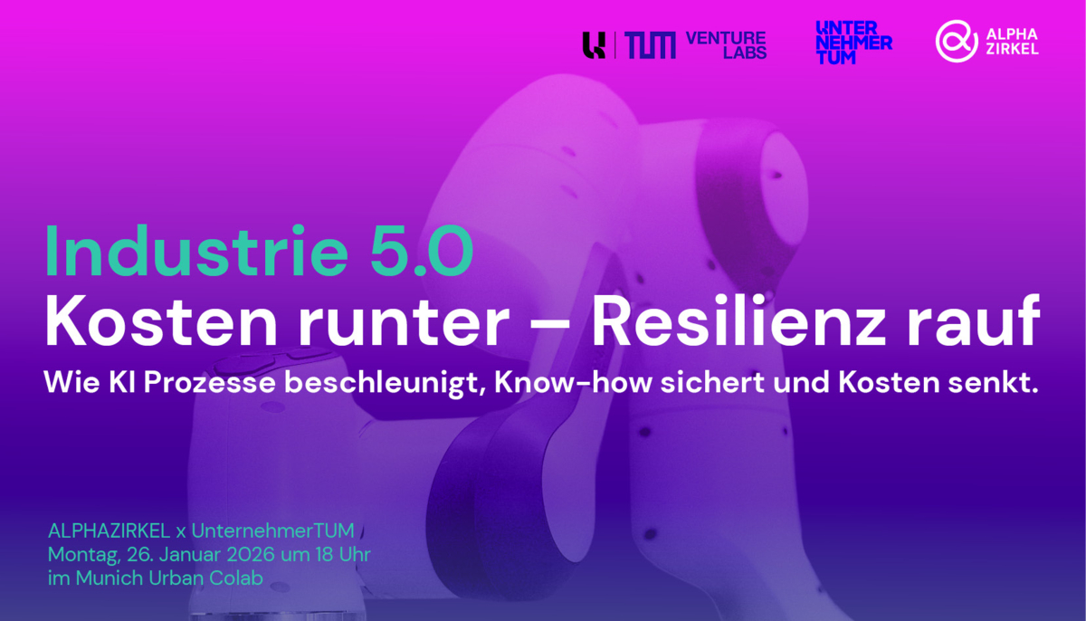 Header - Industrie 5.0: Kosten runter - Resilienz rauf. Wie KI Prozesse beschleunigt, Know-how sichert und Kosten senkt.