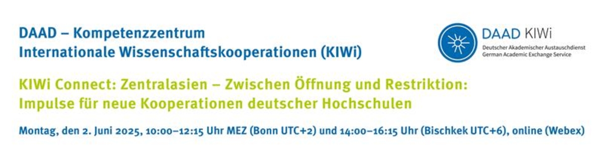 Header - KIWi Connect: Zentralasien – Zwischen Öffnung und Restriktion: Impulse für neue Kooperationen deutscher Hochschulen