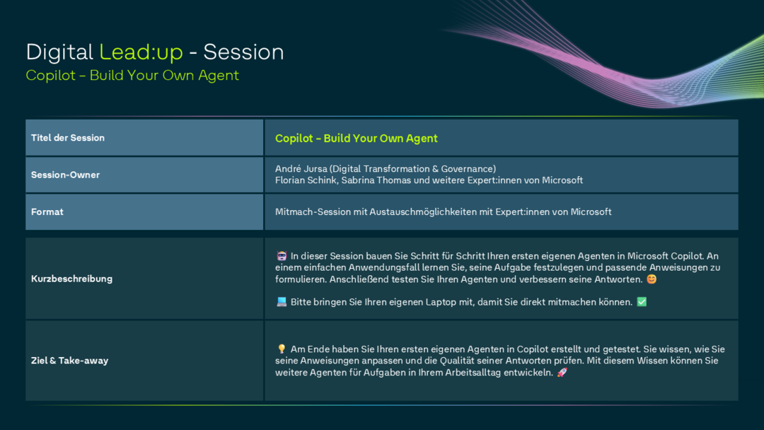 Session 2 - Mitmach-Session „Copilot - Build Your Own Agent“ mit Expert:innen von Microsoft