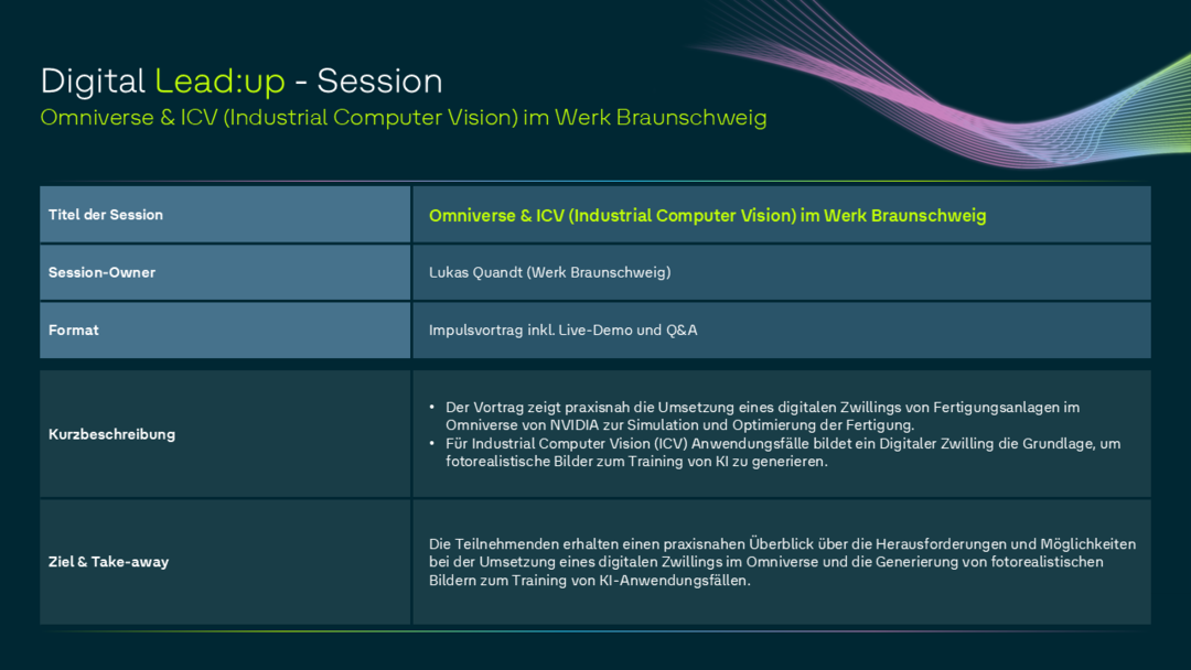 Session 5 - Omniverse & ICV (Industrial Computer Vision) im Werk Braunschweig