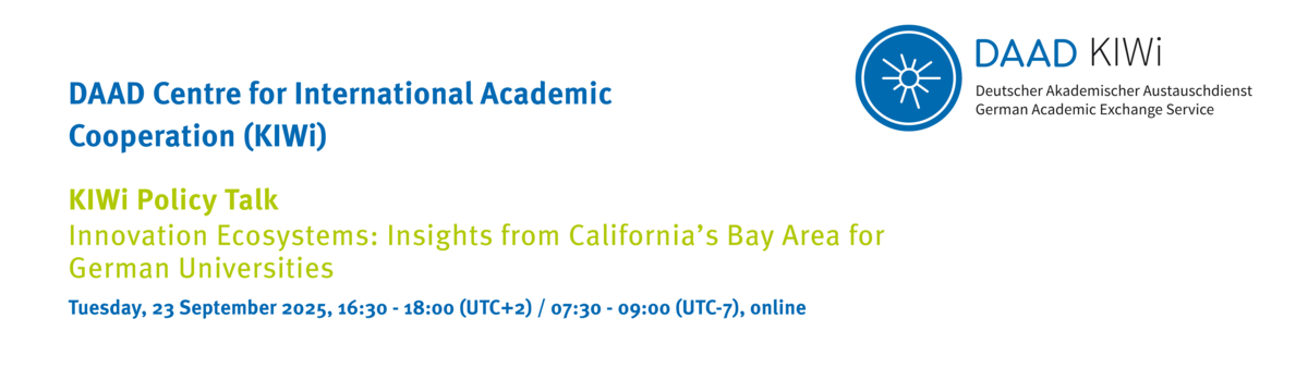 Header - KIWi Policy Talk: “Innovation Ecosystems: Insights from California’s Bay Area for German Universities”