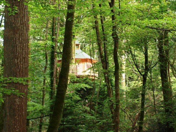 Cabane dans les arbres 2 voyageurs, avec jardin
