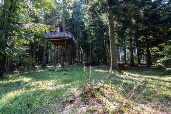 Cabane dans les arbres romantique, 2 voyageurs, avec jardin