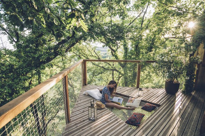 Cabane dans les arbres cozy, 1 chambre, avec jardin
