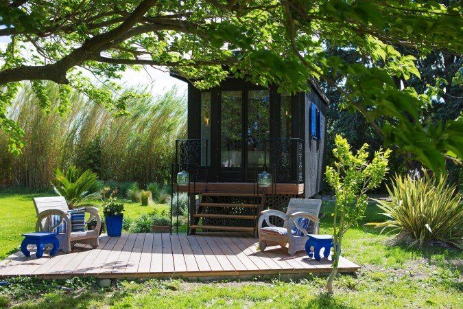 Roulotte romantique, 2 voyageurs, avec jardin