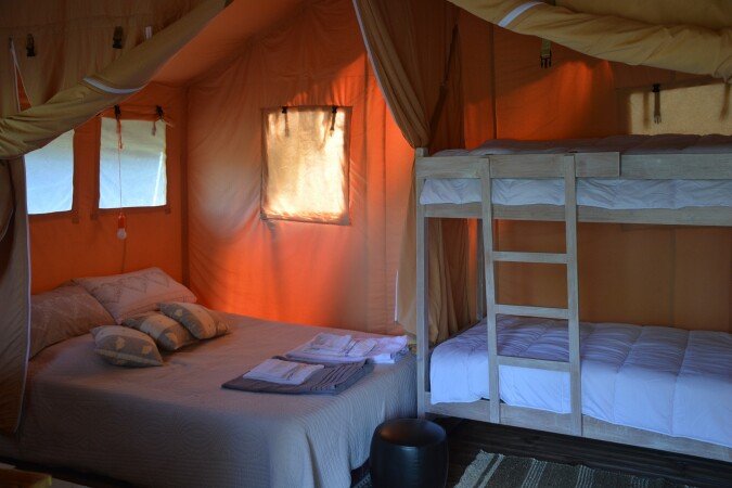 Tente 2 chambres, avec jardin