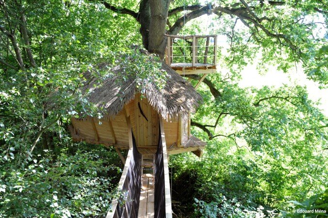 Cabane dans les arbres 2 chambres, avec jardin