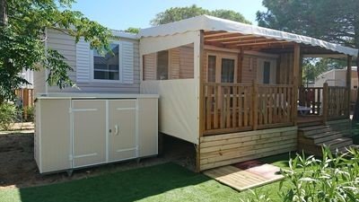 Mobil home bien-être, 3 chambres, avec piscine