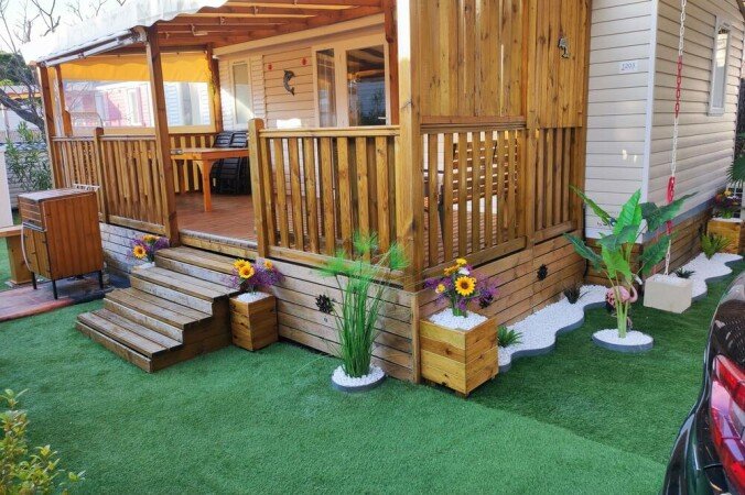 Mobil home bien-être, 3 chambres, avec piscine