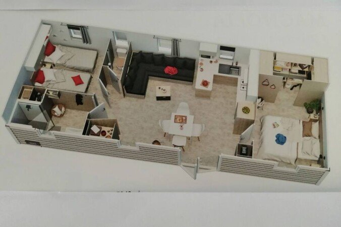 Mobil home chic, 2 chambres, avec piscine