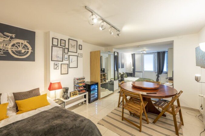 Studio design, 1 chambre, avec salle de sport