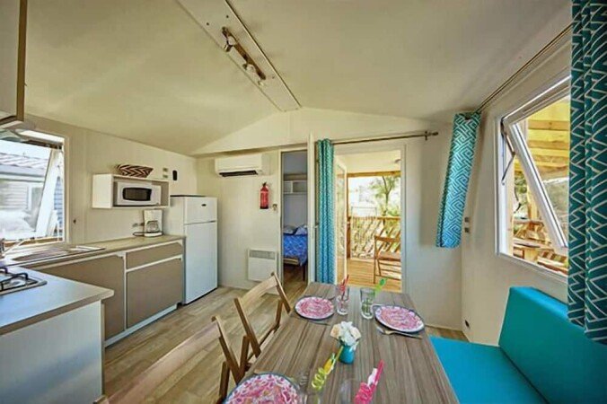 Mobil home cozy, 3 chambres, avec climatisation