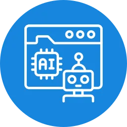 Ilustración concepto chatbot IA con chip procesador e icono robot
