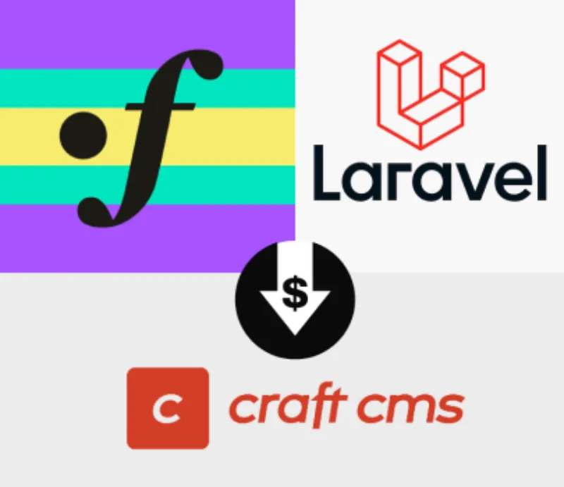 Logos Fortrabbit Laravel Craft CMS hosting amb icona reducció costos il·lustració