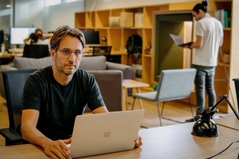 Marc reviewing a project's code