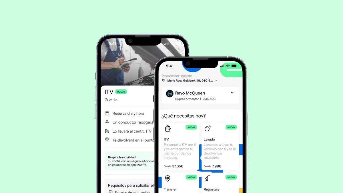 Cafler on-demand car related services interface showing services list and detail