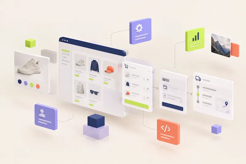 Clean 3d isometric illustrative scene of ecommerce process