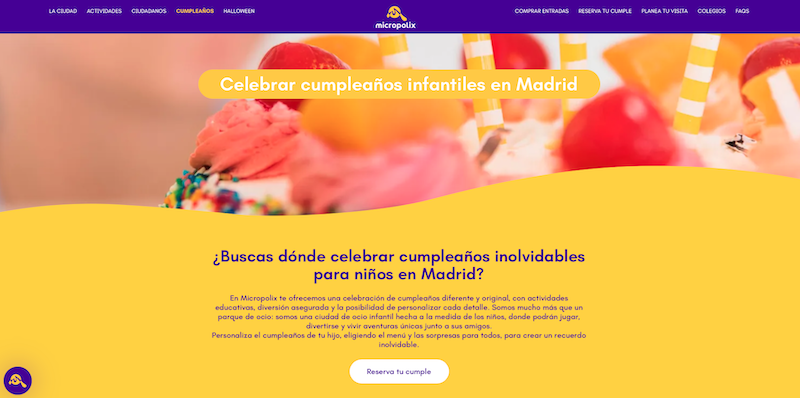 Micropolix web seccion cumpleaños niños