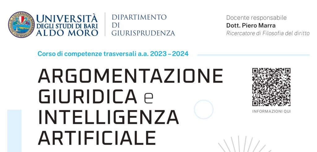 Corso di competenze trasversali: “Argomentazione giuridica e intelligenza artificiale”
