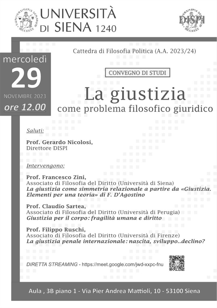 Convegno di studi “La giustizia come problema filosofico giuridico”