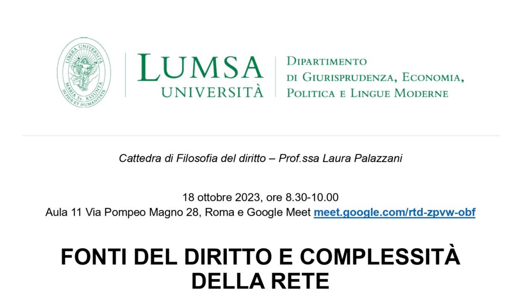Seminario “Fonti del diritto e complessità della rete”