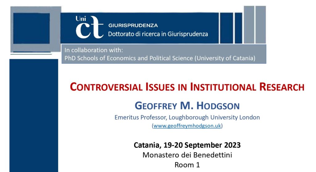 PhD Lectures “Controversial issues in institutional research”