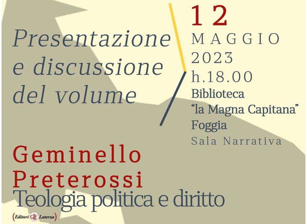 Presentazione del libro di G. Preterossi “Teologia politica e diritto”