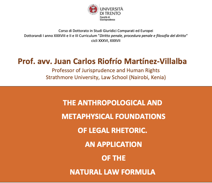 The anthropological and metaphysical foundations of legal rhetoric. An application of the natural law formula