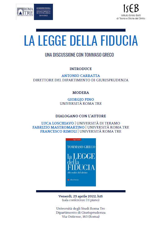 LA LEGGE DELLA FIDUCIA. UNA DISCUSSIONE CON TOMMASO GRECO