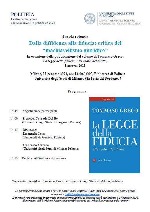 Dalla diffidenza alla fiducia: critica del ‘machiavellismo giuridico’
