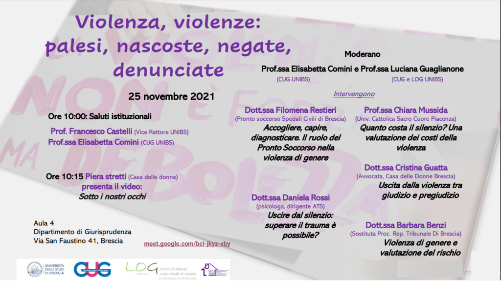 Violenza, violenze: palesi, nascoste, negate, denunciate