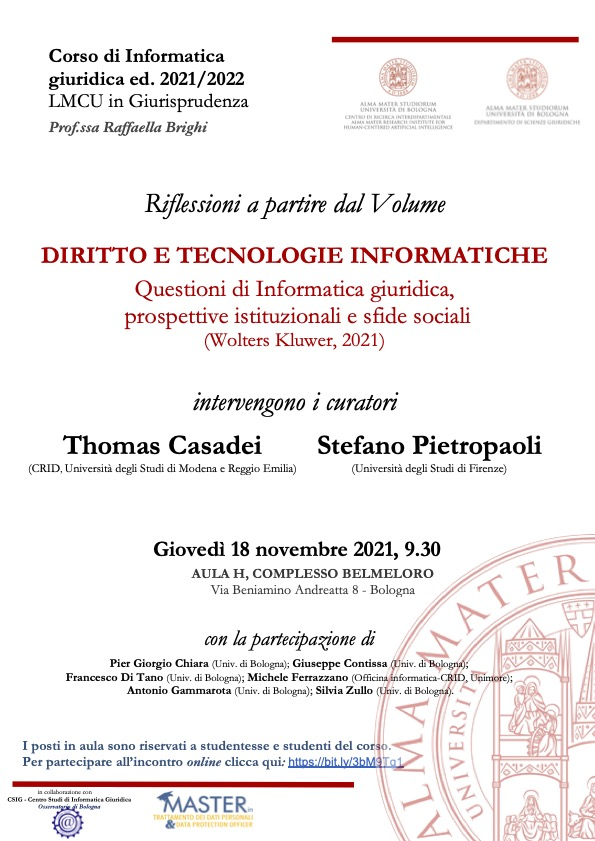 DIRITTO E TECNOLOGIE INFORMATICHE. Questioni di Informatica giuridica, prospettive istituzionali e sfide sociali