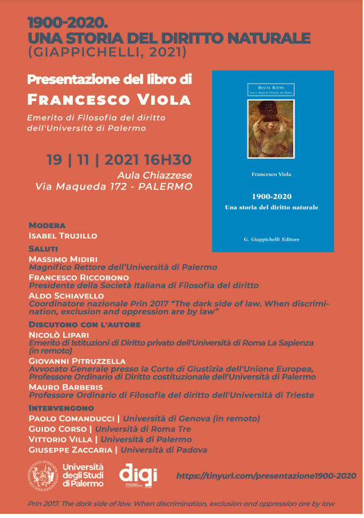 Presentazione del libro di Francesco Viola, 1900-2020. Una storia del diritto naturale