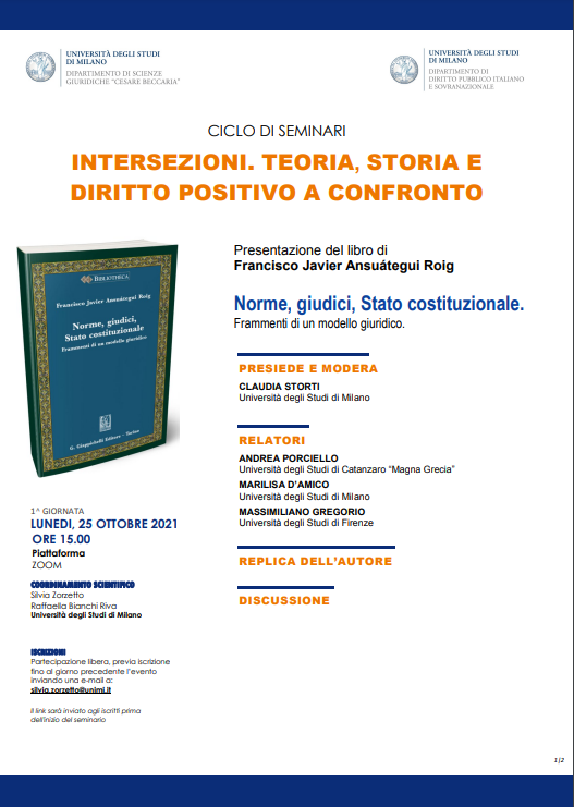 Intersezioni. Teoria, storia e diritto positivo a confronto (Ciclo di seminari)