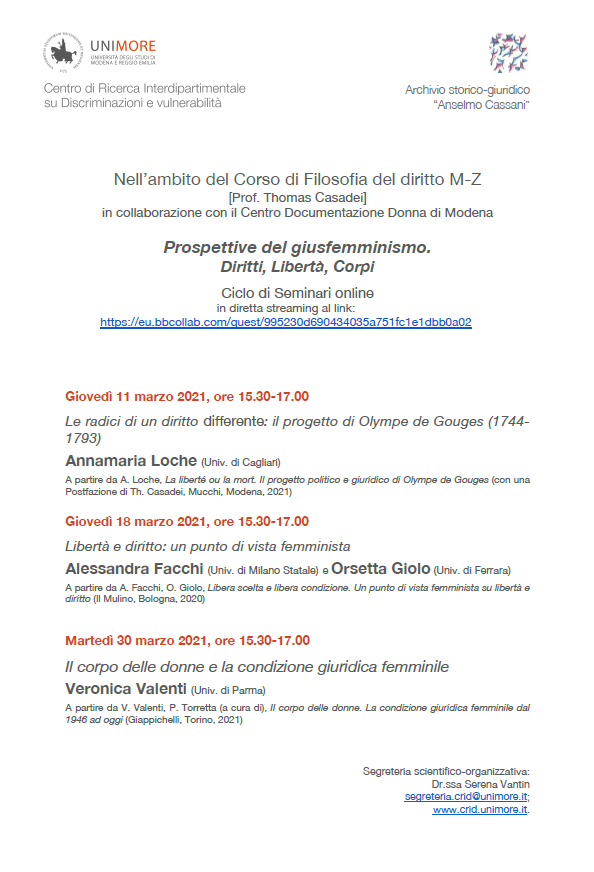 Ciclo di seminari Università di Modena e Reggio Emilia