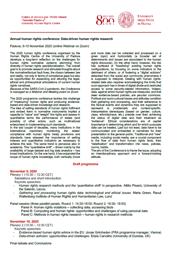 Annual human rights conference: Data-driven human rights research