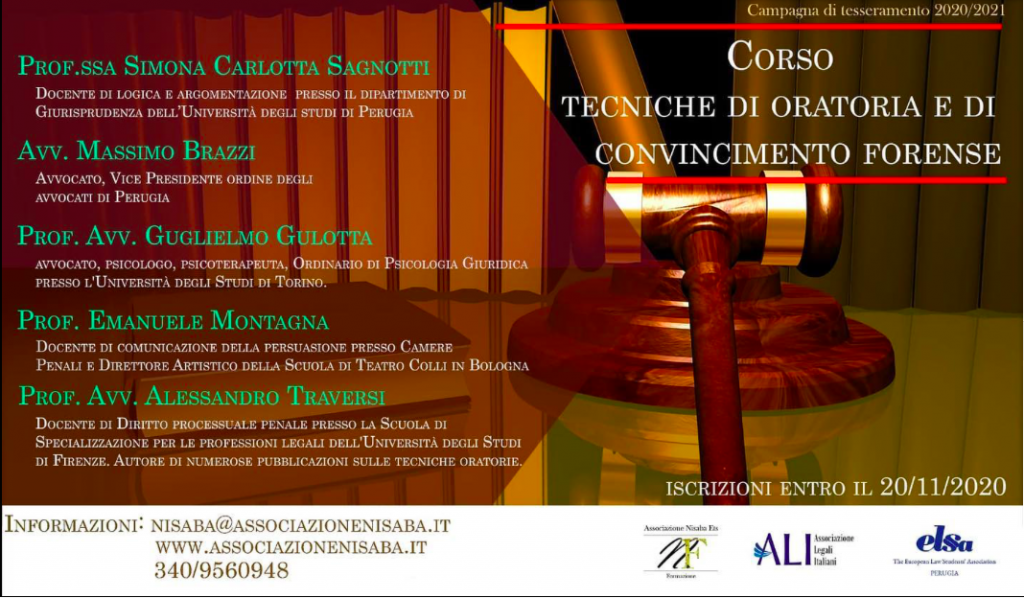 Corso in tecniche di oratoria e di convincimento forense