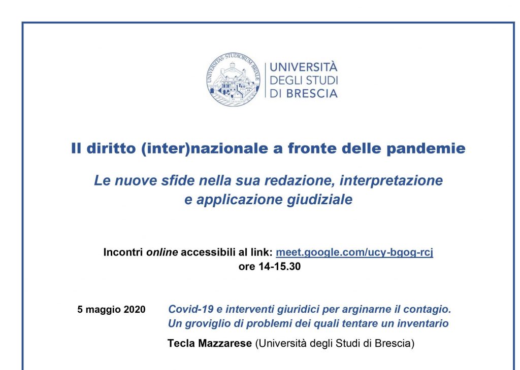 Il diritto (inter)nazionale a fronte delle pandemie