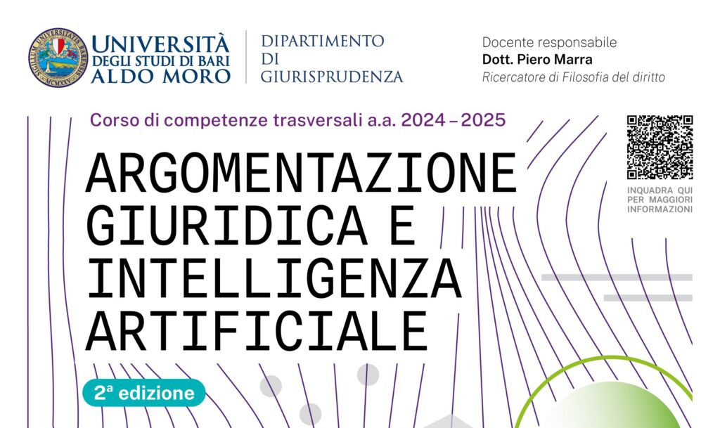 Seconda edizione del corso in “Argomentazione giuridica e intelligenza artificiale”