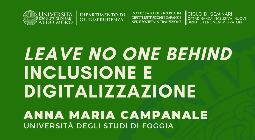 Seminario “Leave no one behind. Inclusione e digitalizzazione”