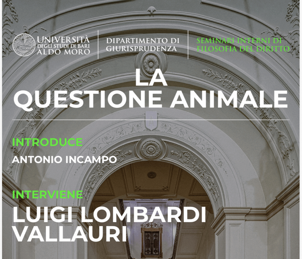 Seminario di Filosofia del diritto “La questione animale”