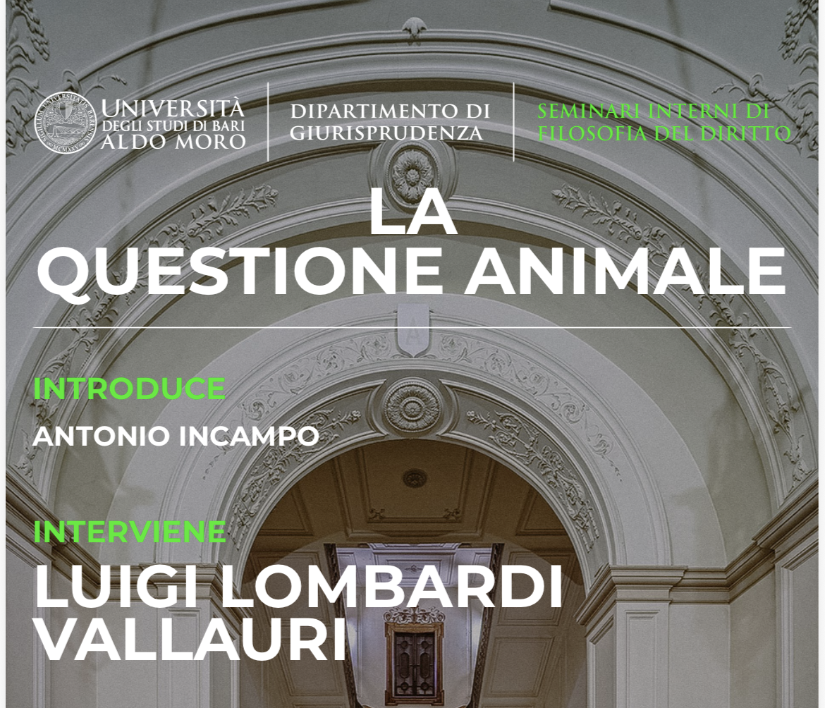 Seminario di Filosofia del diritto “La questione animale”